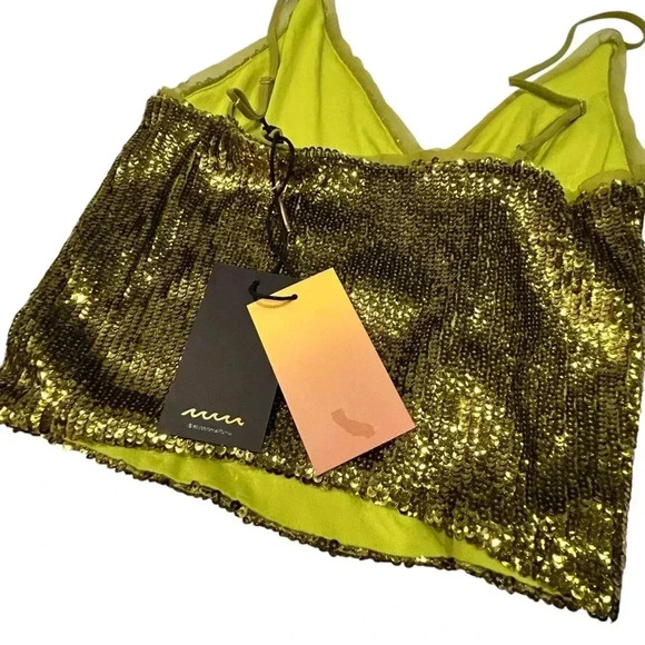 LE SUPERBE Lila Sequin Cami in Green Size XS - Picture 6 of 13